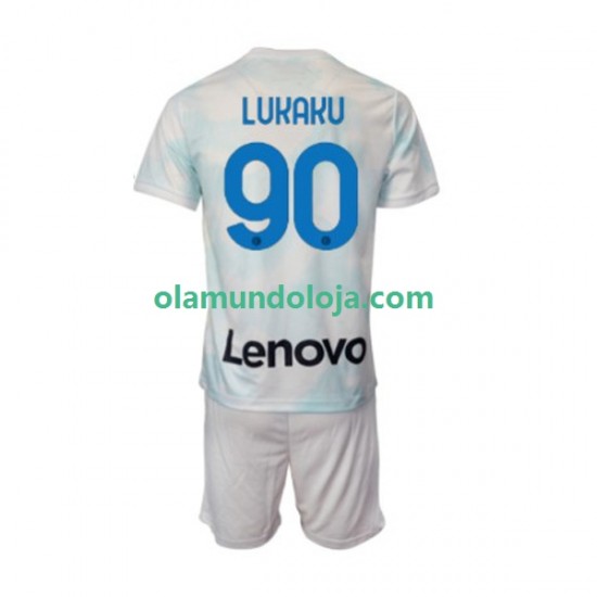 Camisola Inter de Milão Romelu Lukaku 90 Criança Equipamento Segundo 2022-2023 Manga Curta